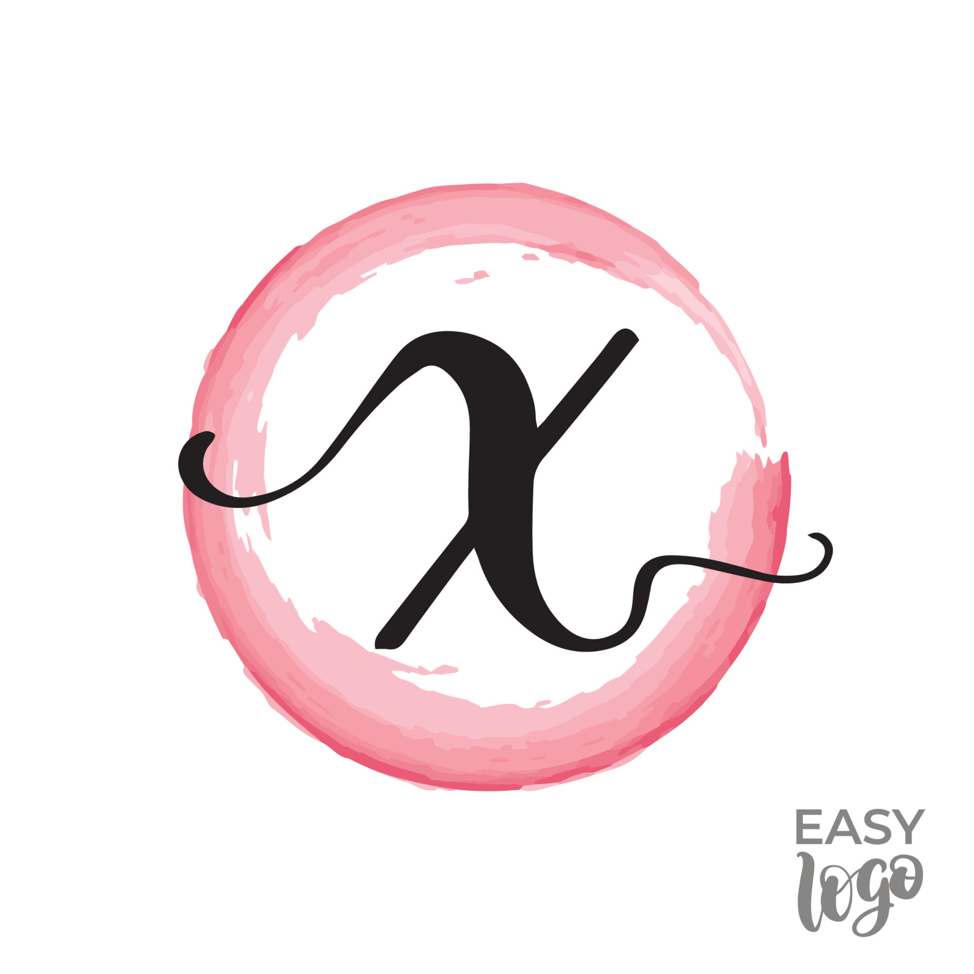 Abstract handwritten calligraphy letter X logo design template. Universal  icon. Pink watercolour circle on background. 7364365 Vector Art at Vecteezy