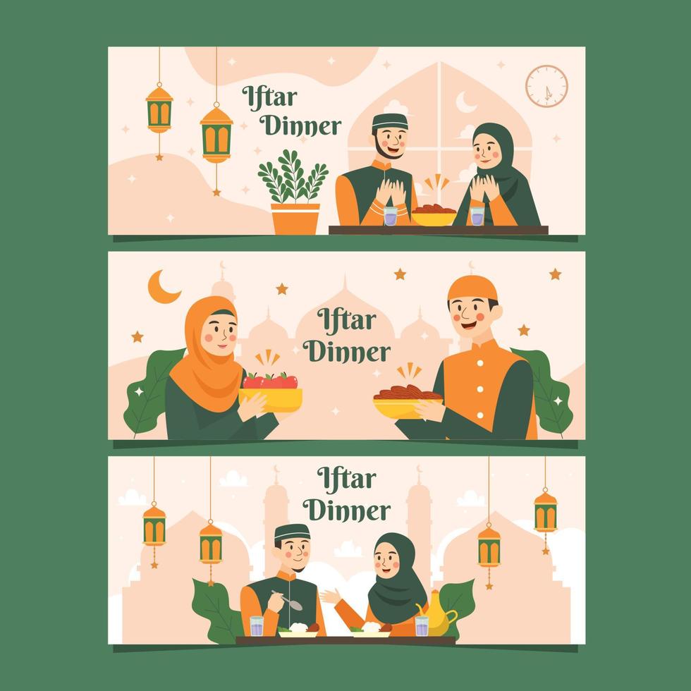 Iftar Banner Collection vector