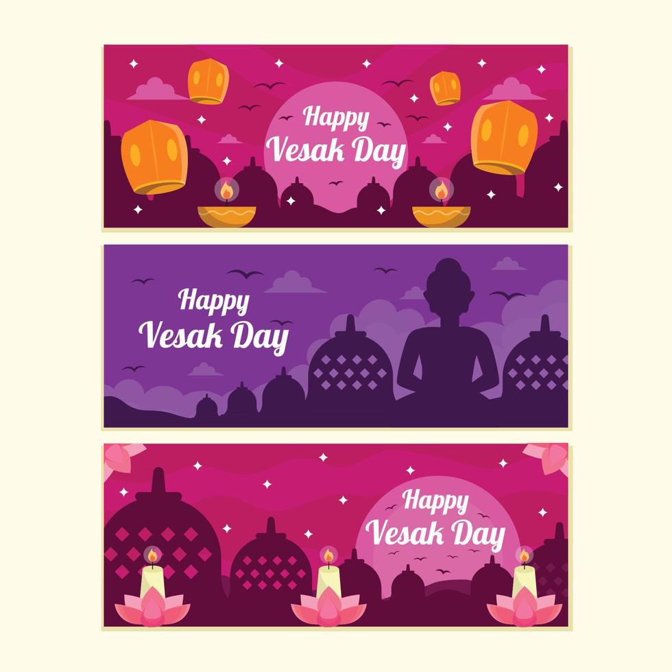 Vesak Day Banner Set vector