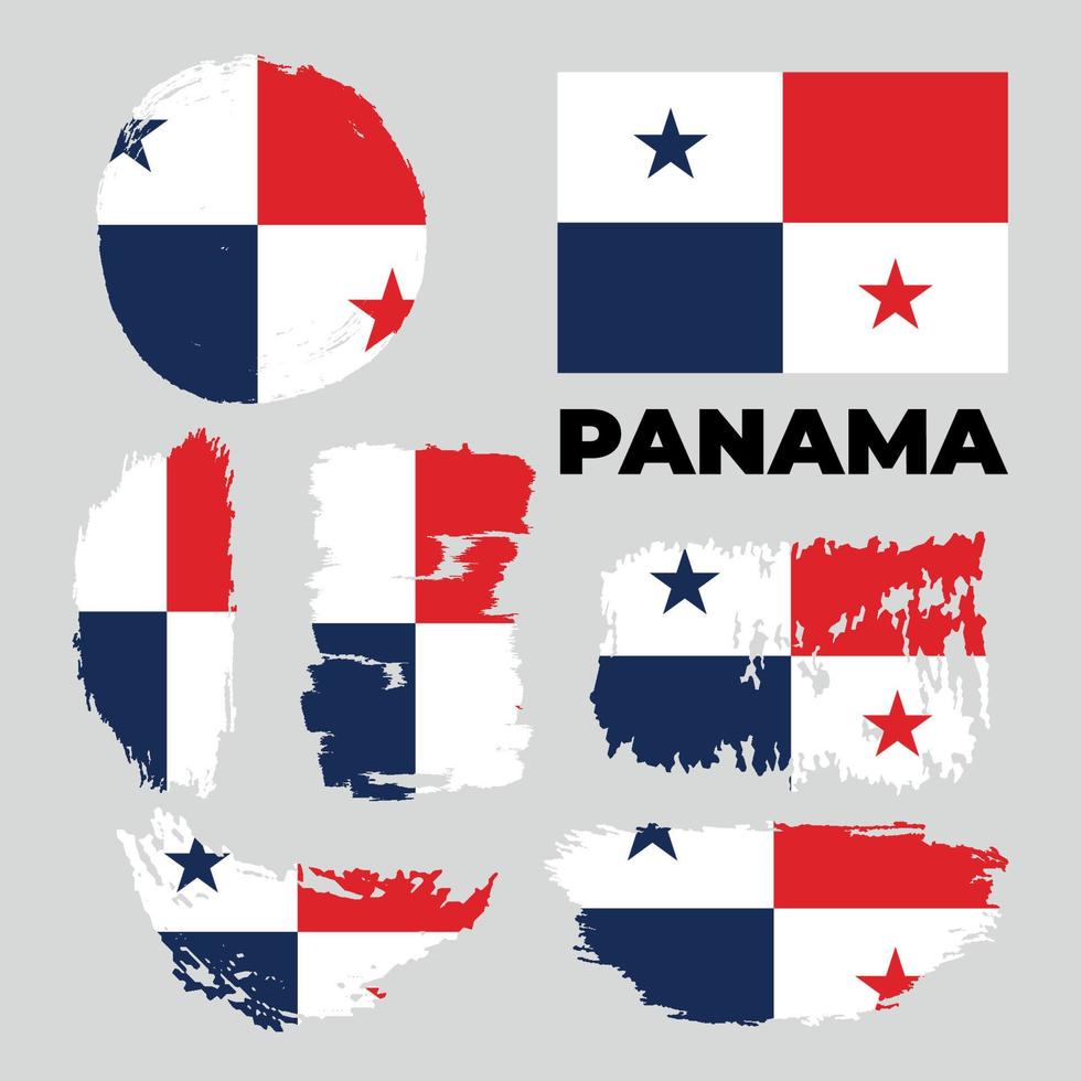 Classic grunge flag of Panama country. Happy independence day of Panama. Brush flag on white background. Vector illustration
