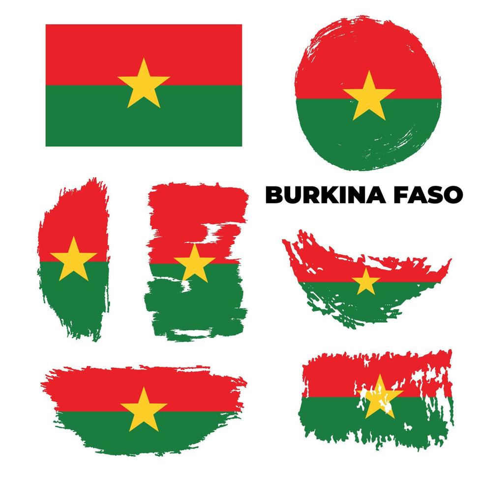 Flag of Burkina Faso, grunge abstract brush stroke on gray background. Vector illustration. Vector illustration