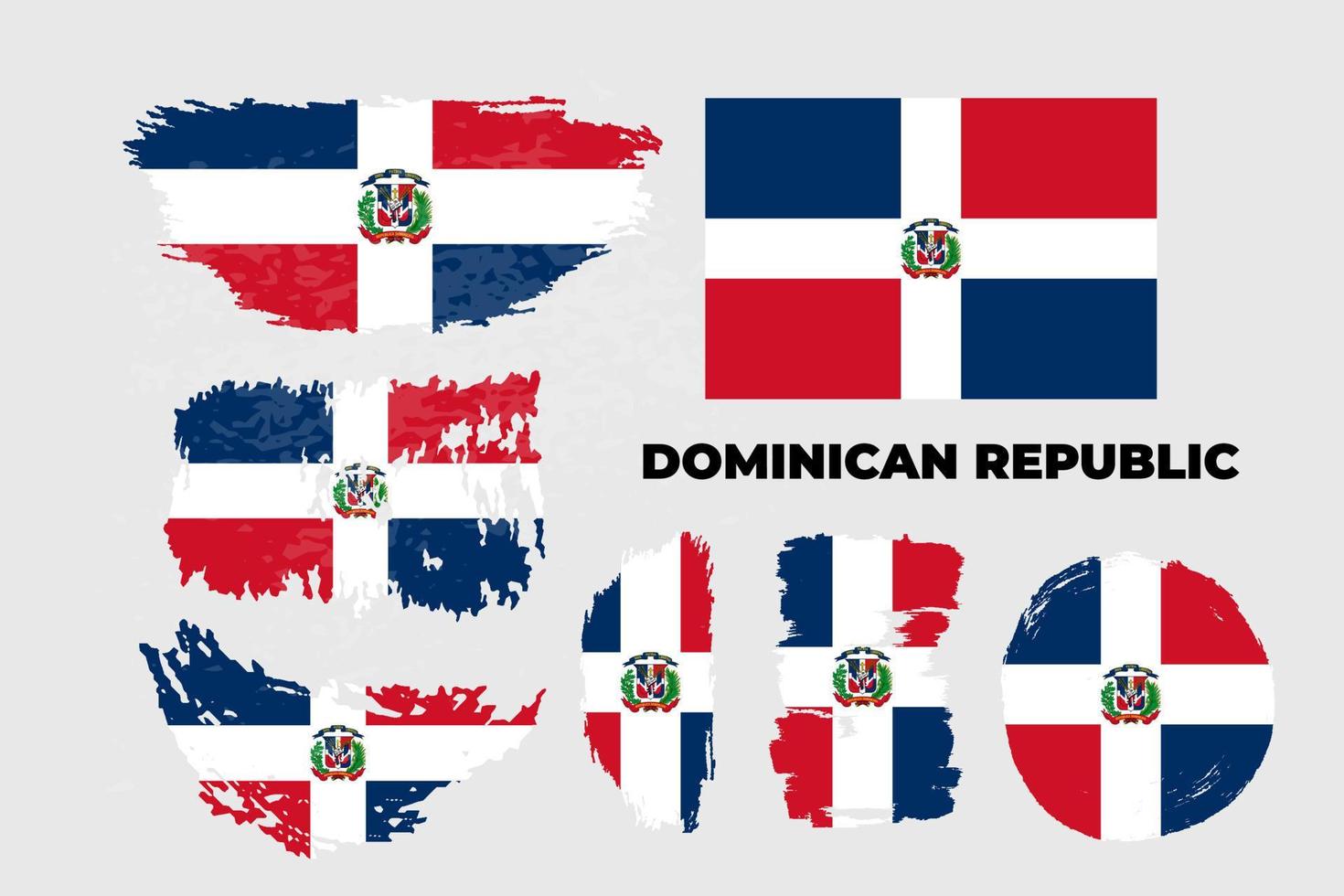Independence day of Dominican Republic country. Abstract flag in shape of paint brush stroke with shiny colored background. Vector illustration