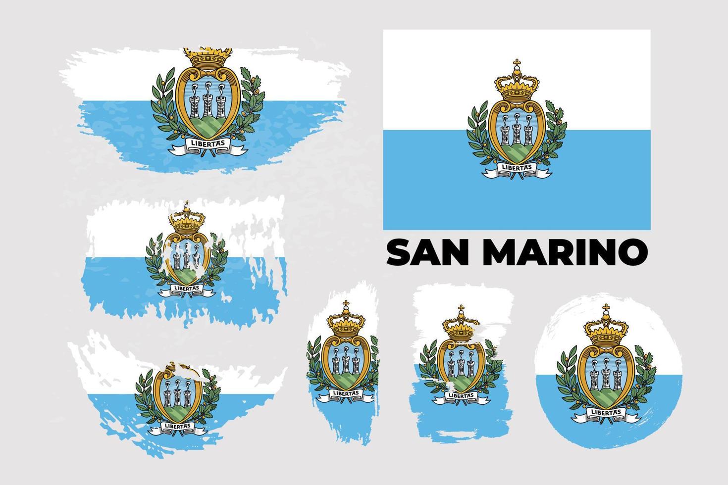 Flag of San Marino in grunge brush stroke, vector grunge illustration. Vector illustration