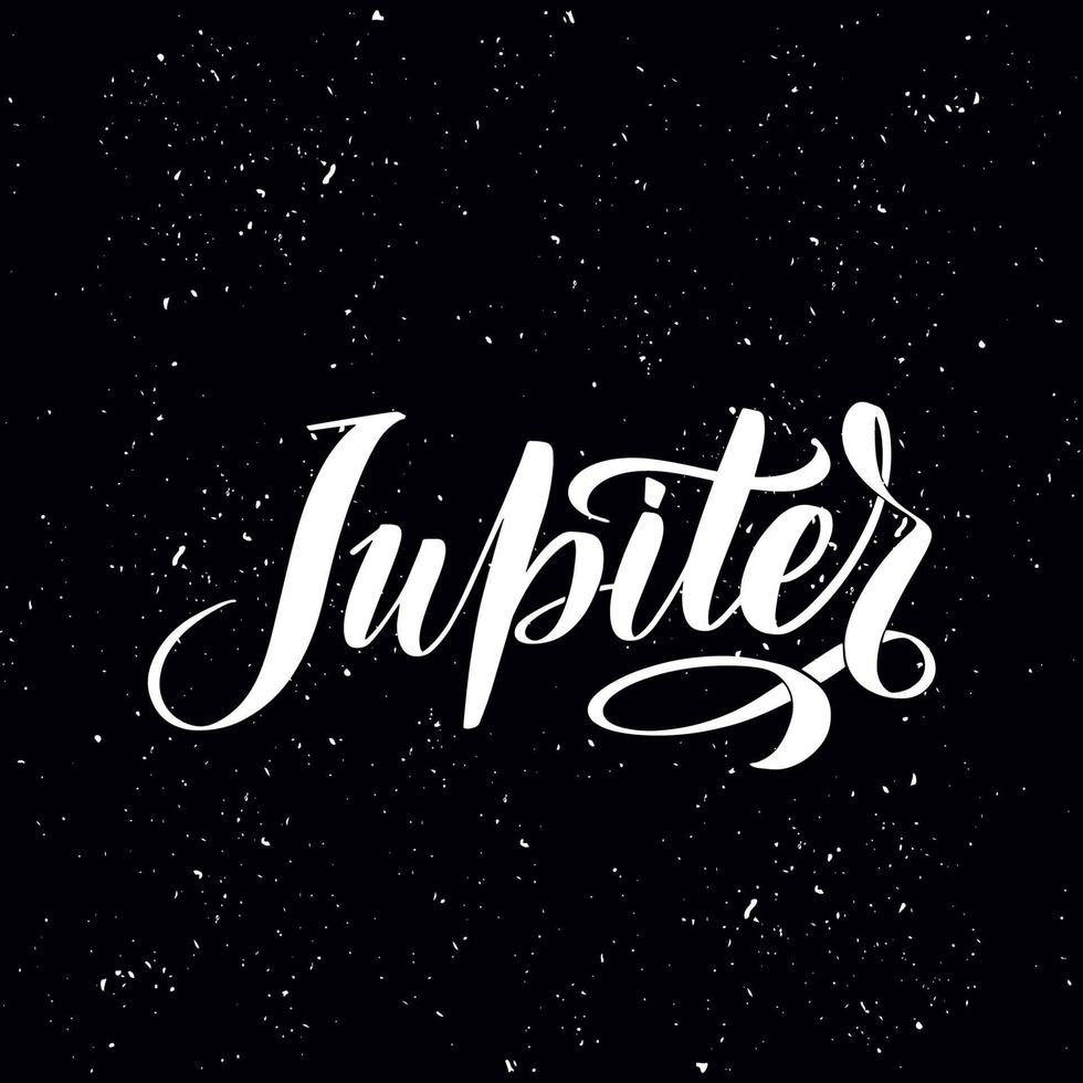 Logo with Jupiter Planet. Vector Illustration isolated on white background. Great vector stock calligraphy illustrations for handmade and scrapbooking, diaries, cards, badges, social media.