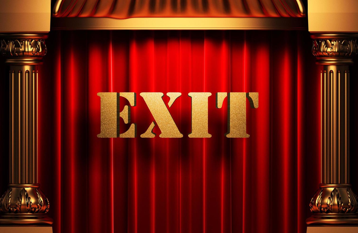 exit golden word on red curtain photo
