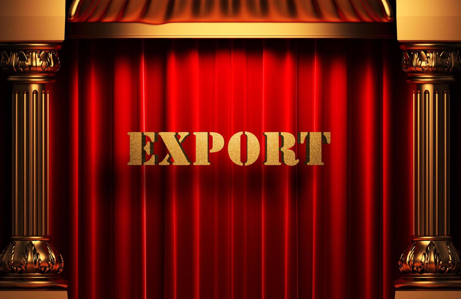 export golden word on red curtain photo