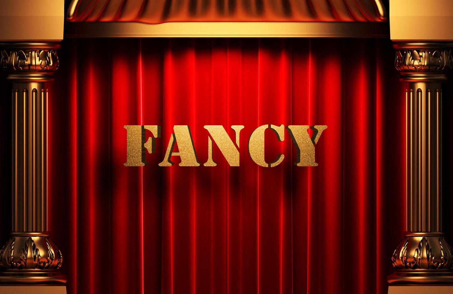fancy golden word on red curtain photo