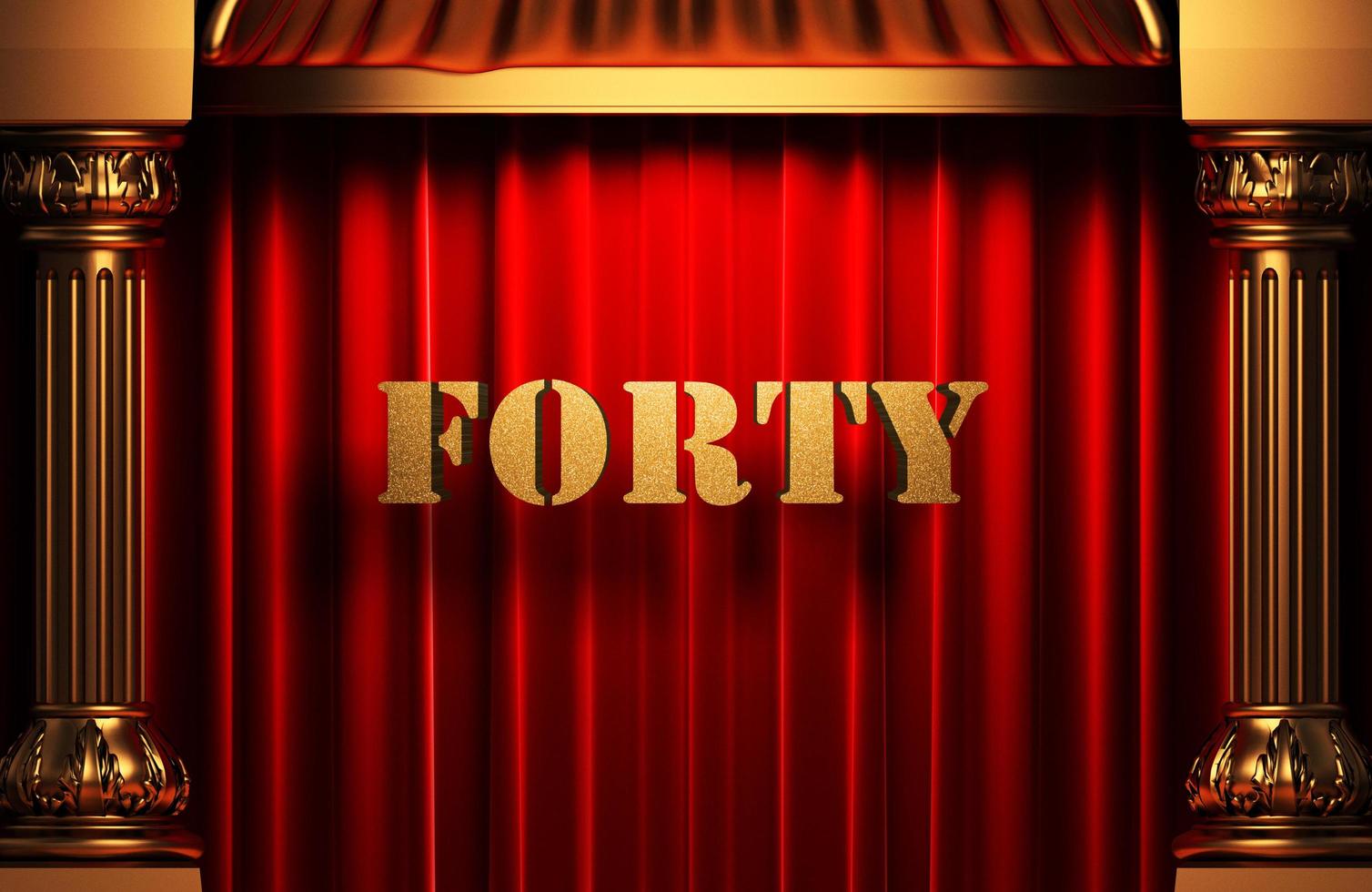 forty golden word on red curtain photo