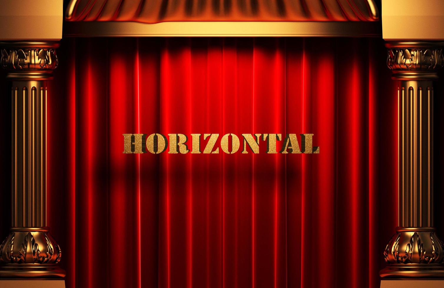 horizontal golden word on red curtain photo