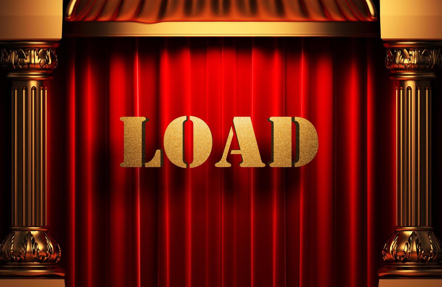 load golden word on red curtain photo