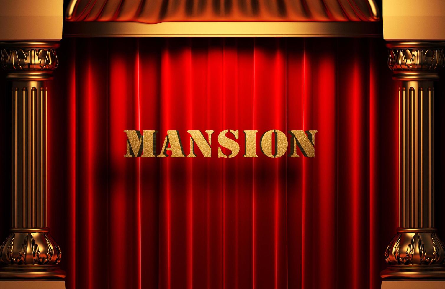 mansion golden word on red curtain photo