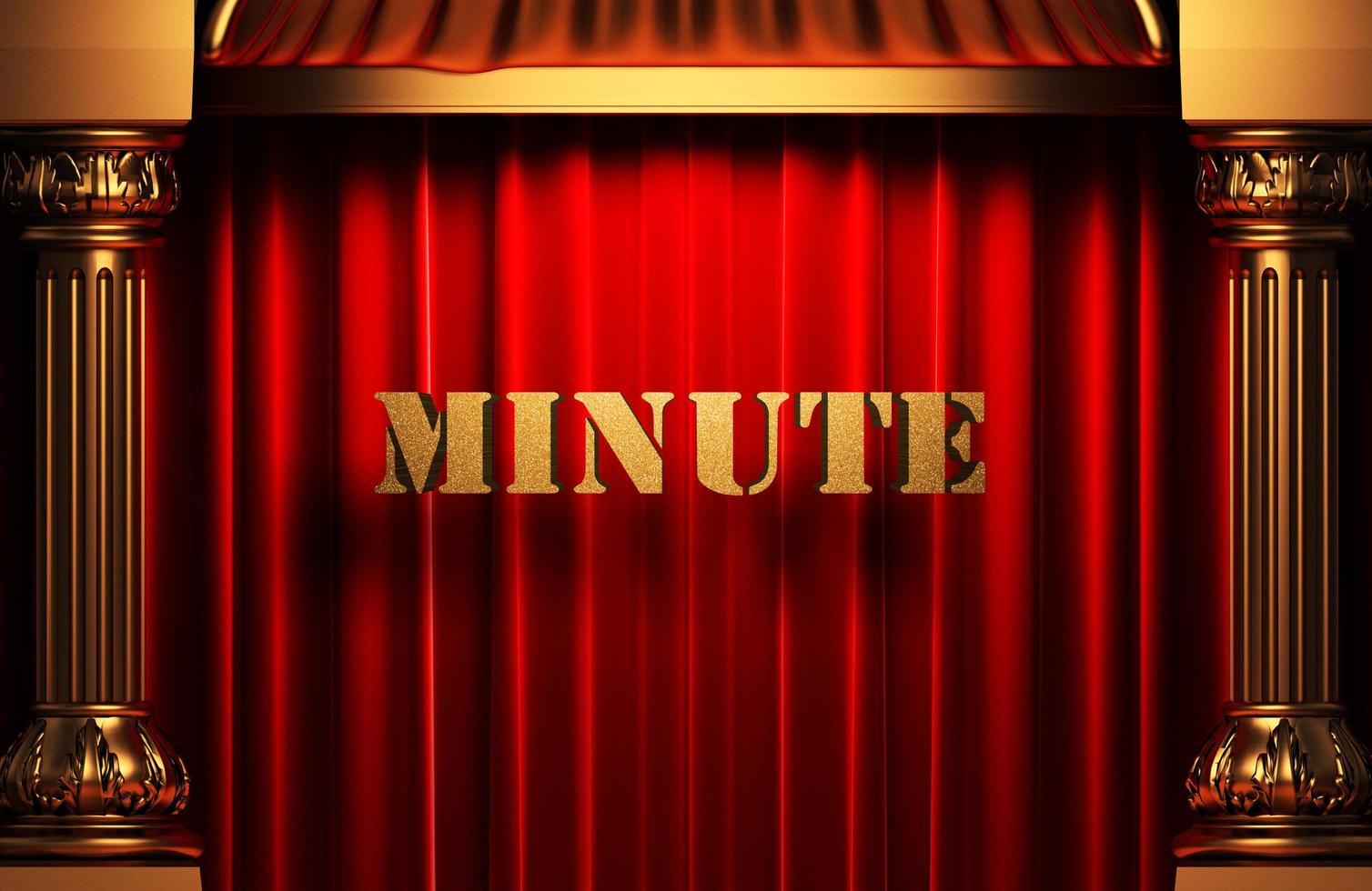 minute golden word on red curtain photo