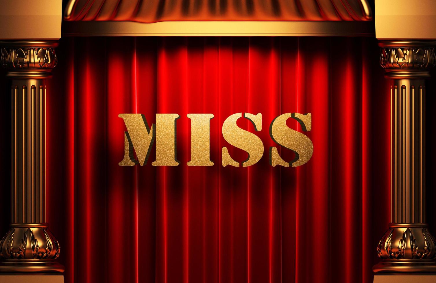 miss golden word on red curtain photo