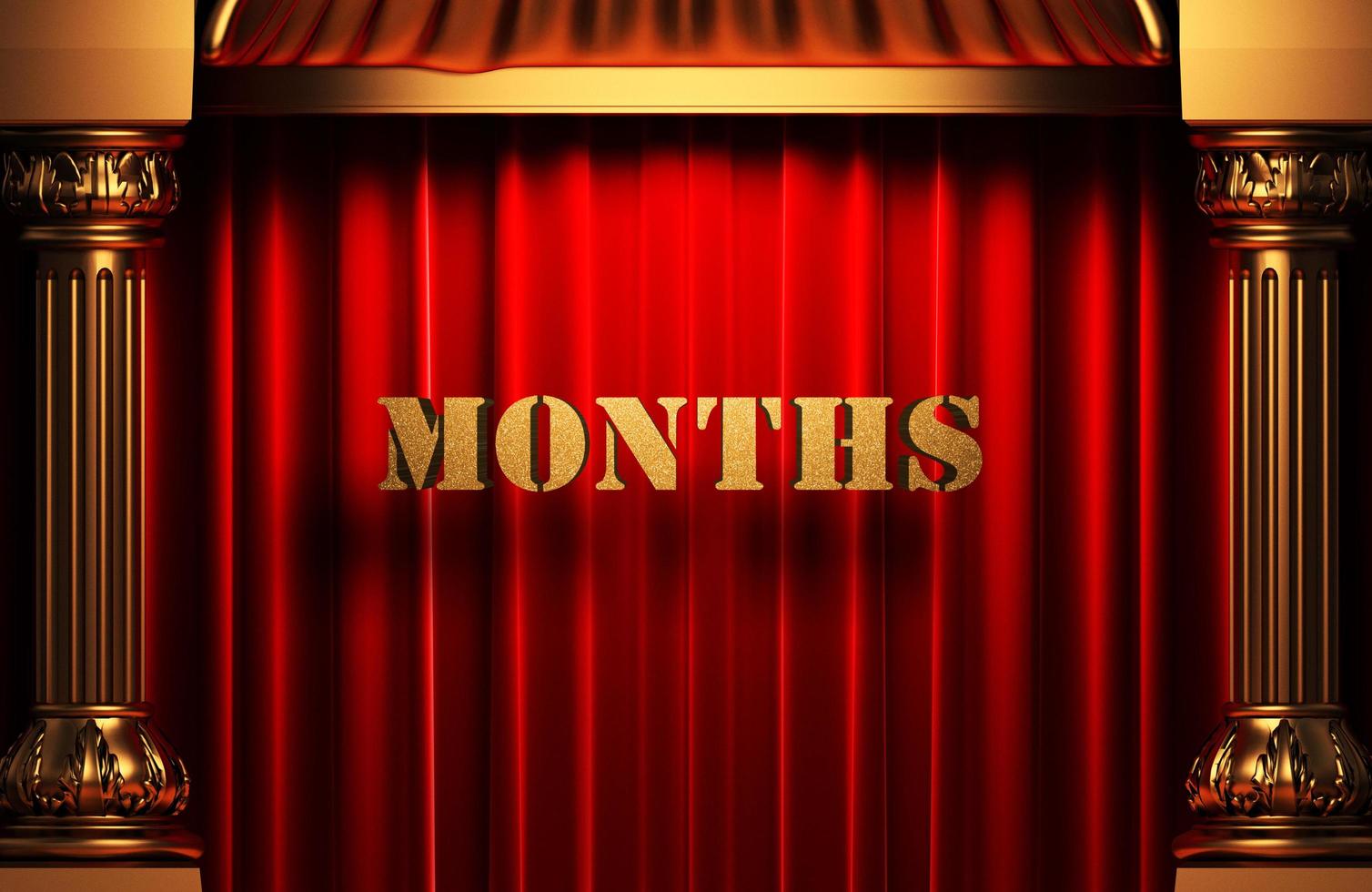 months golden word on red curtain photo