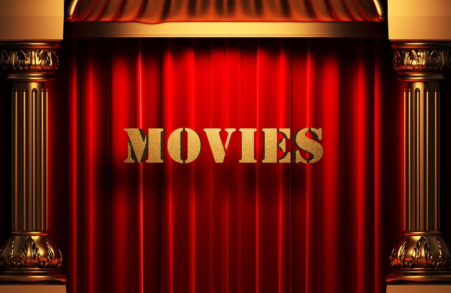 movies golden word on red curtain photo