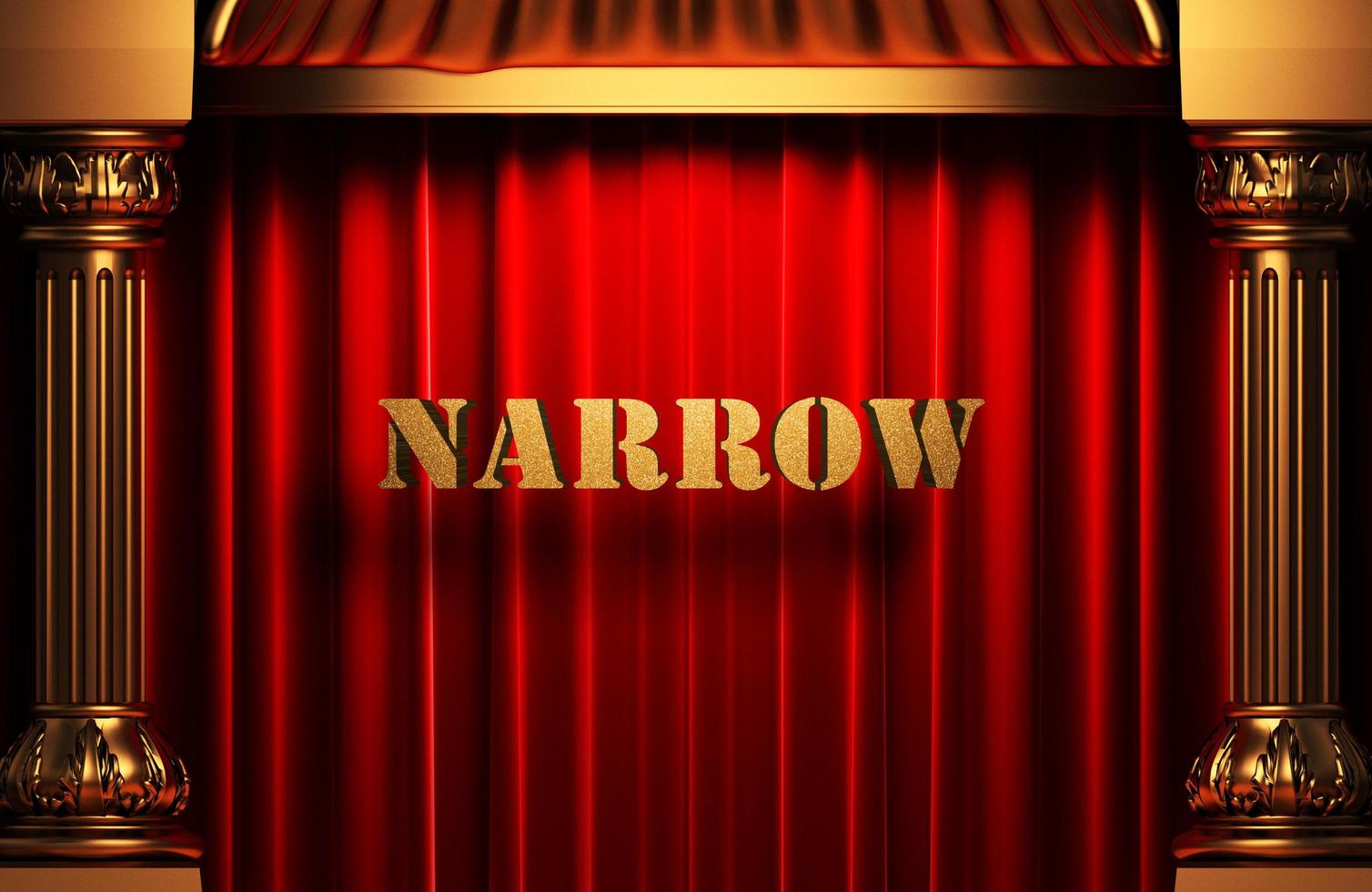 narrow golden word on red curtain photo