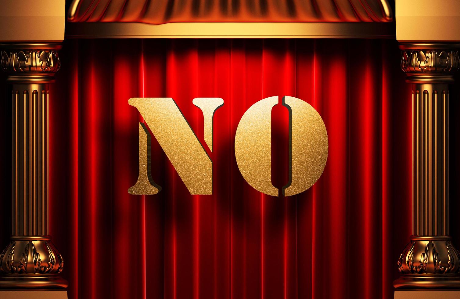 no golden word on red curtain photo
