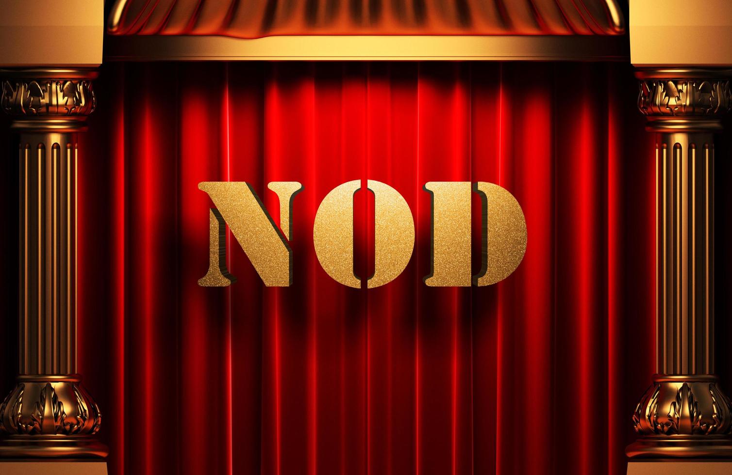 nod golden word on red curtain photo