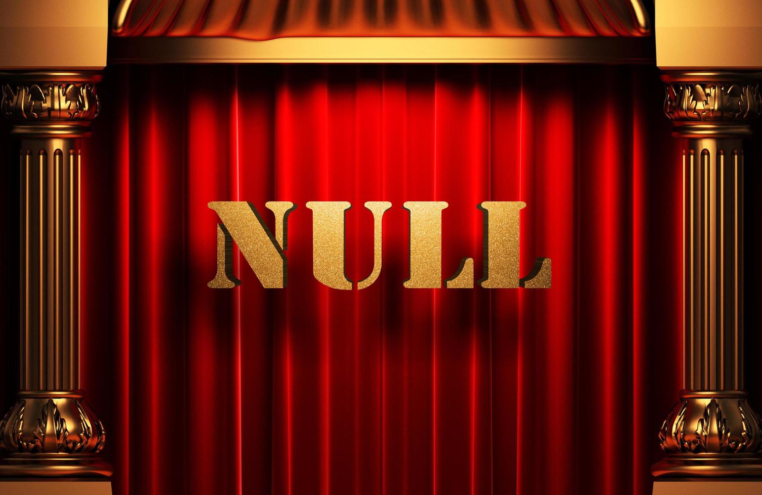 null golden word on red curtain photo