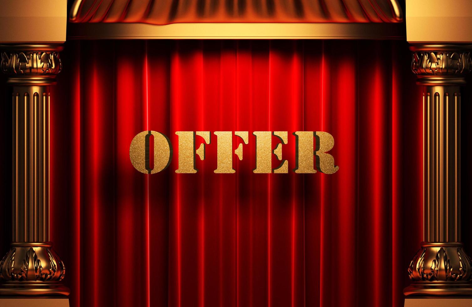 offer golden word on red curtain photo