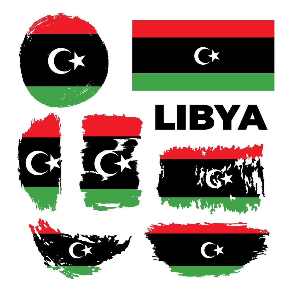 elegante bandera grunge del país libio. feliz día de la independencia de libia. bandera de pincel sobre fondo blanco. ilustración vectorial vector