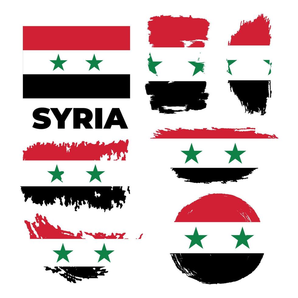 bandera grunge pintada con pincel del país sirio. día de la independencia de siria. fondo de bandera de pincel grunge pintado creativo abstracto. ilustración vectorial vector