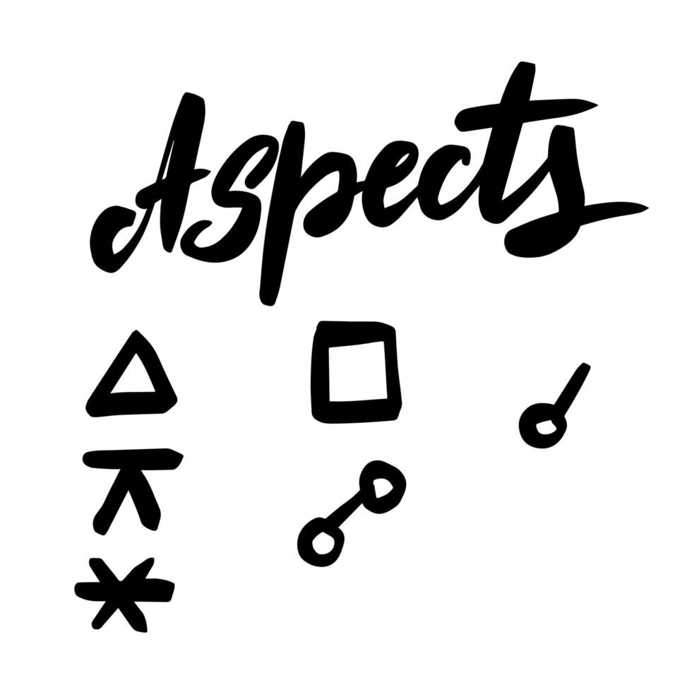 Astrology aspects, natal birth chart symbol. Inspirational handwritten brush lettering. Vector stock illustration isolated on white background.