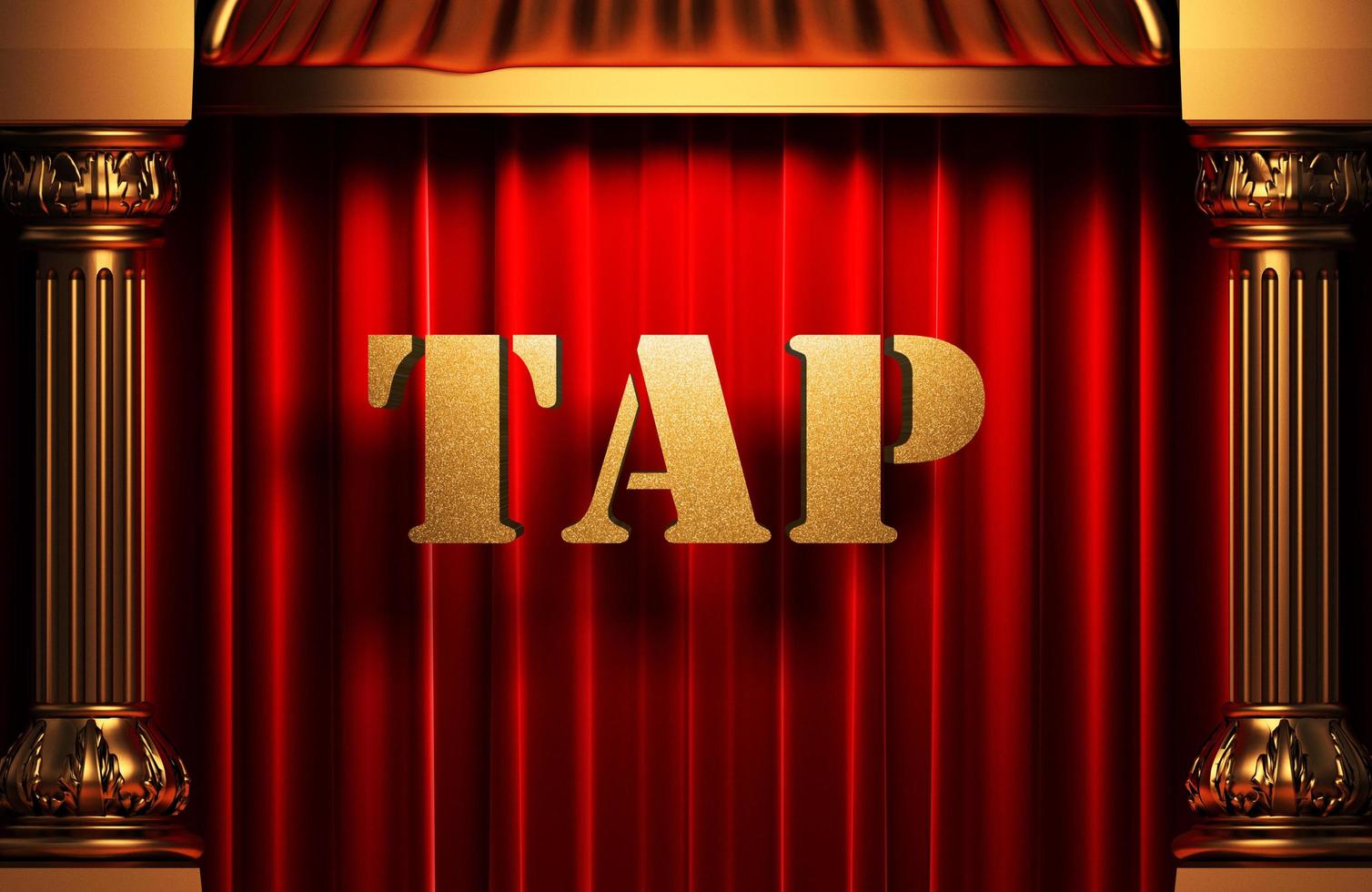 tap golden word on red curtain photo