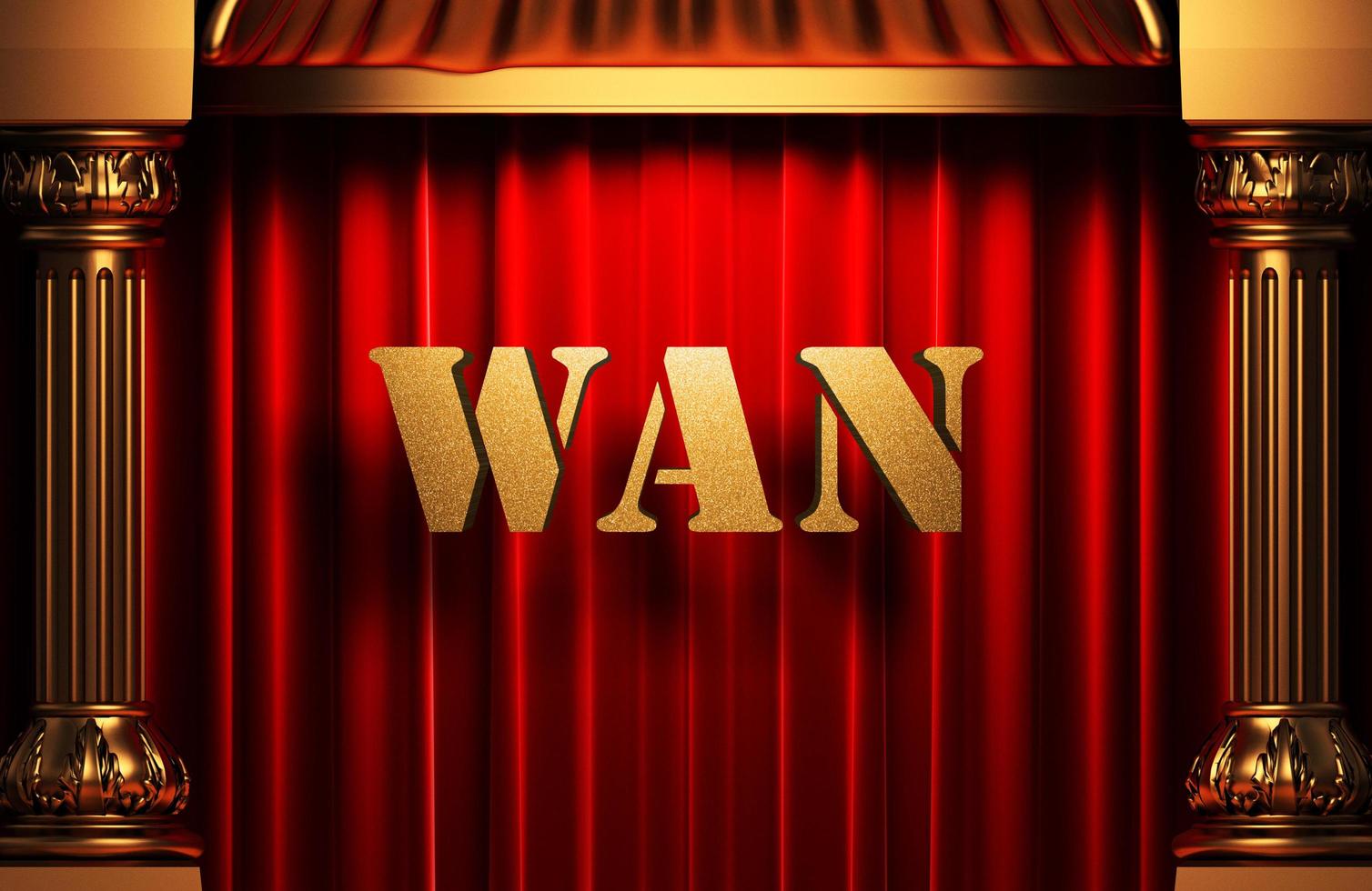 wan golden word on red curtain photo