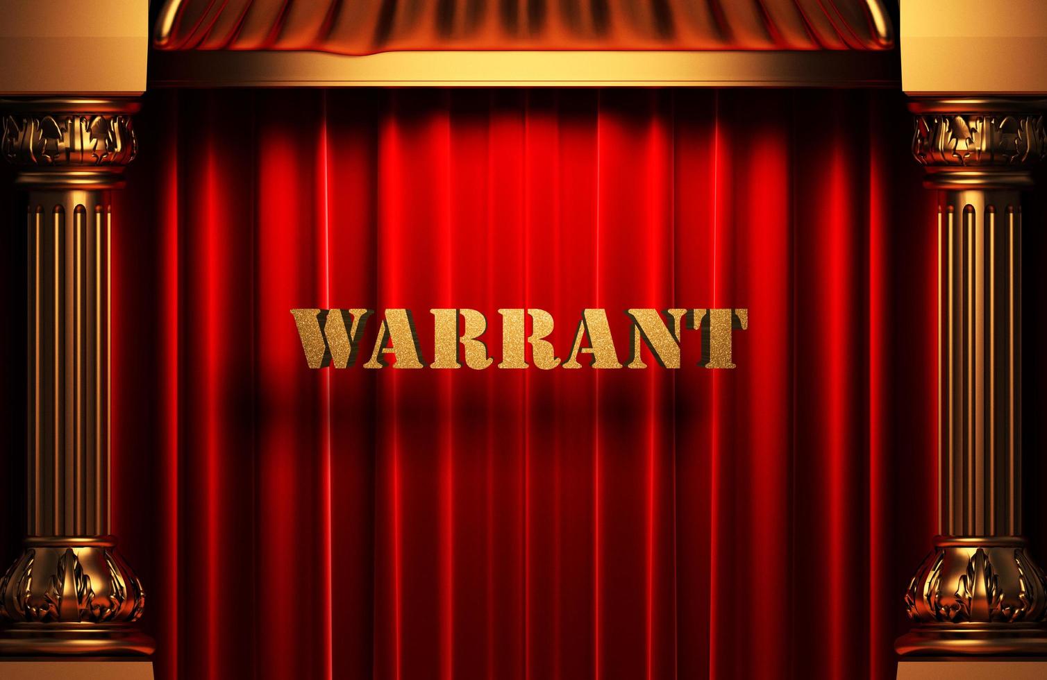 warrant golden word on red curtain photo