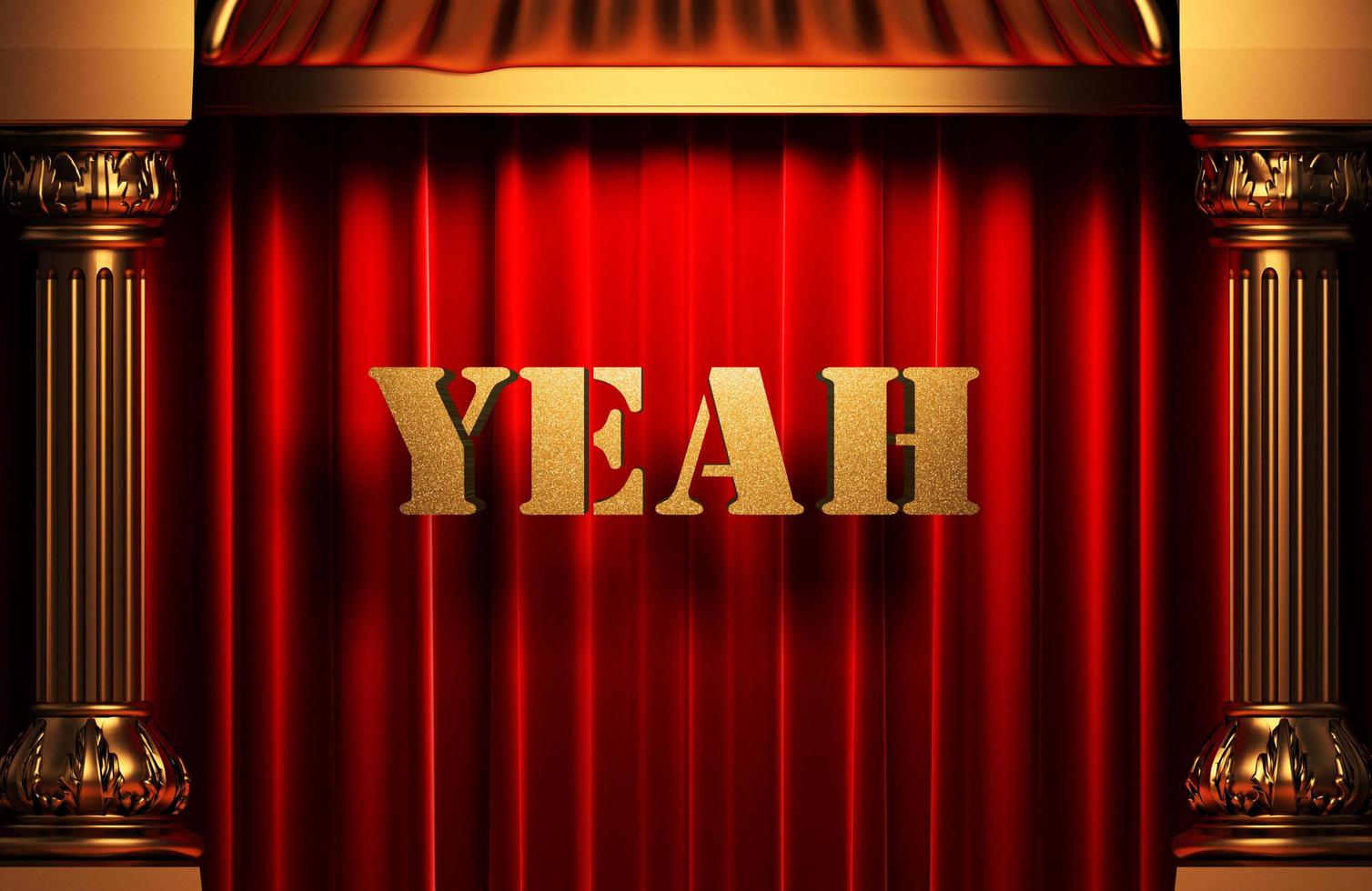 yeah golden word on red curtain photo