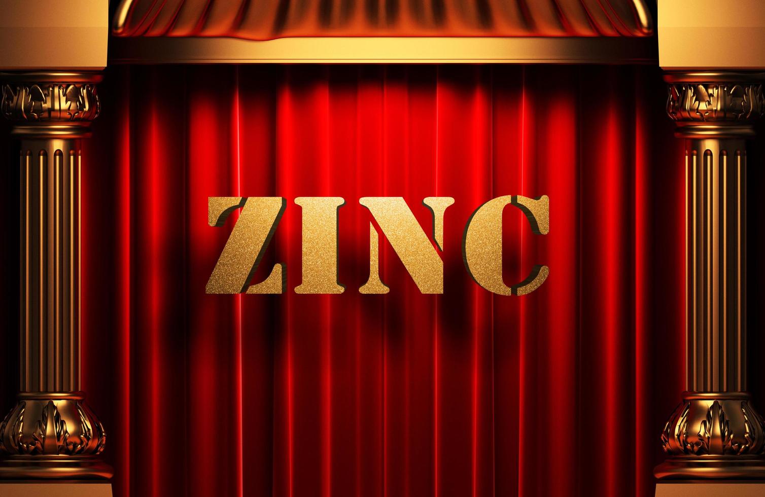 palabra dorada de zinc en cortina roja foto