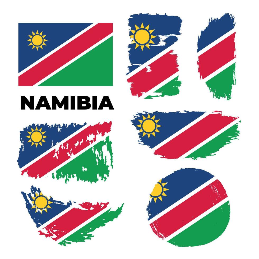 feliz día de la independencia de namibia. pincel pintado grunge bandera del país de namibia. fondo de vector de bandera de pincel clásico. ilustración vectorial