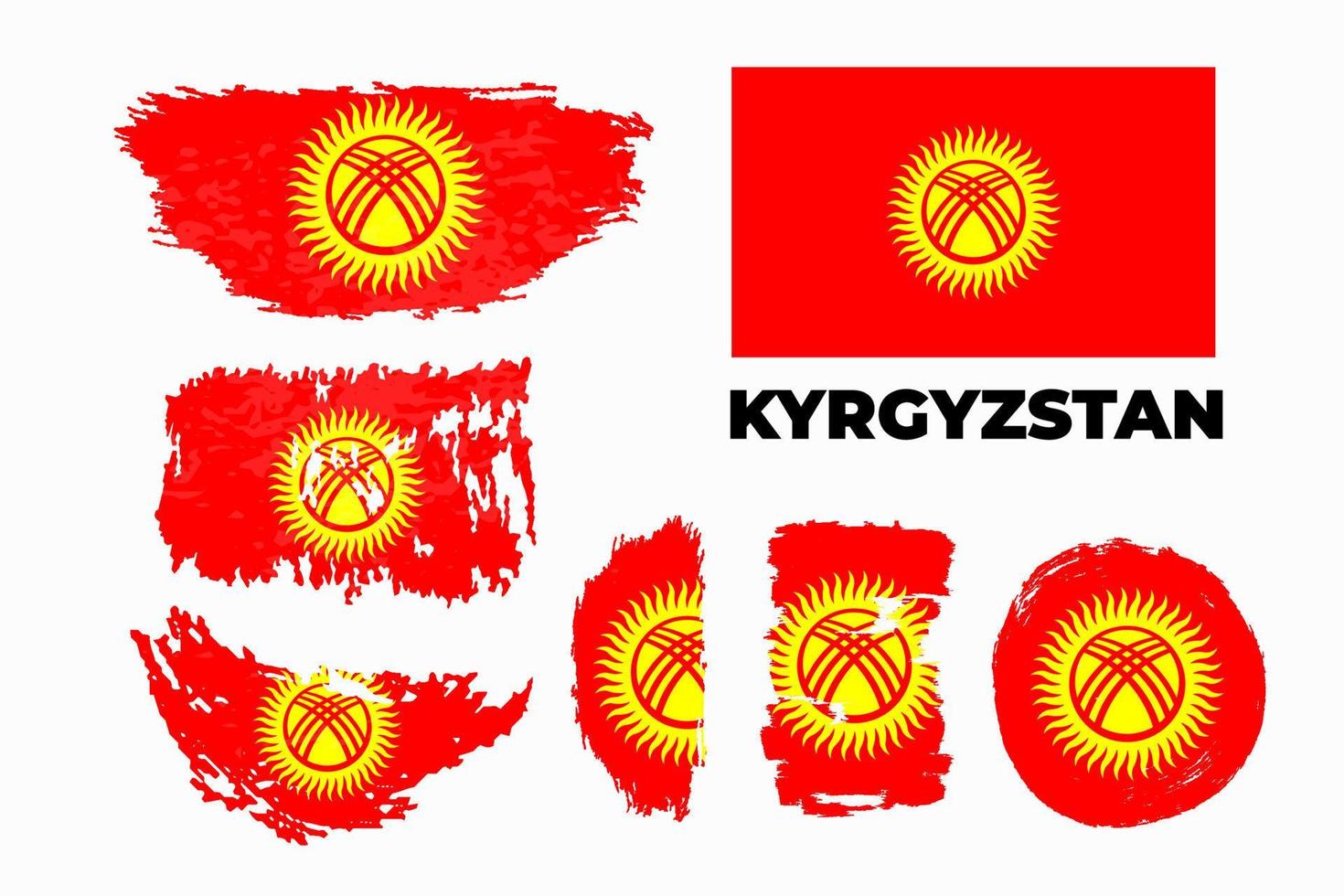 Brush flag of Kyrgyzstan country. Happy independence day of Kyrgyzstan with grungy flag background. Vector illustration