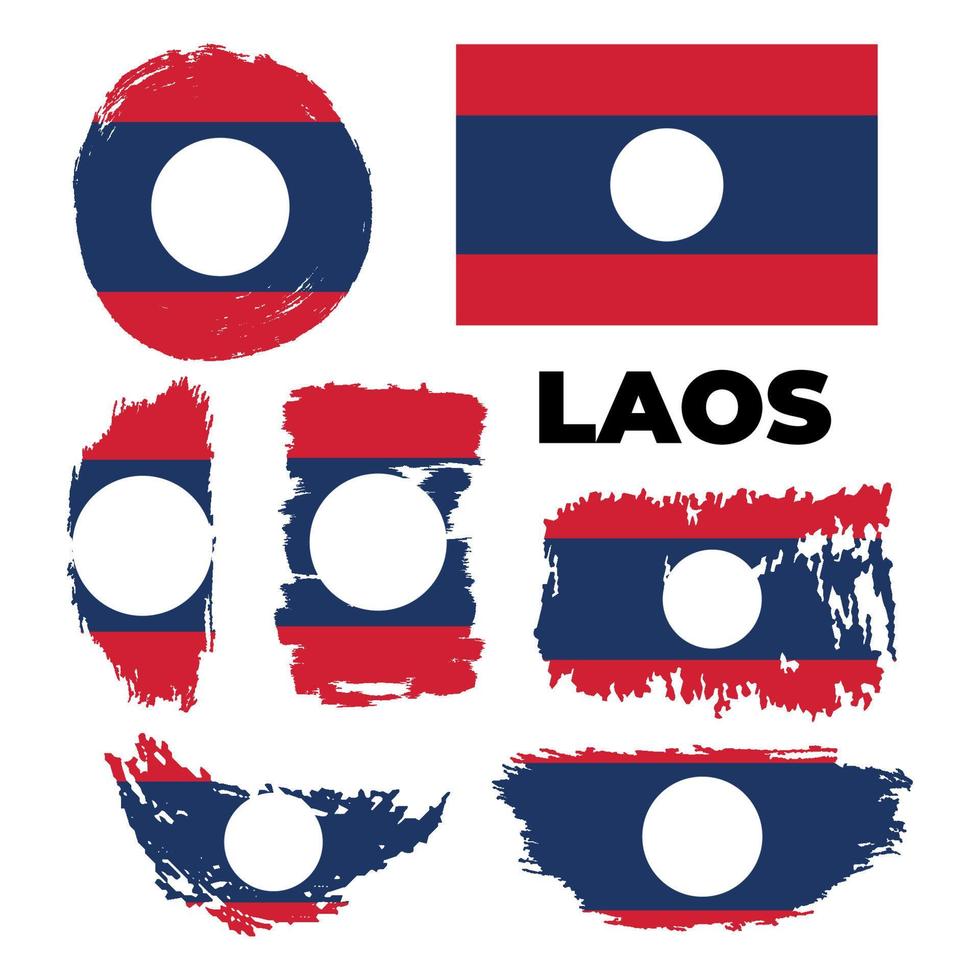 bandera de laos con efecto de trazo de pincel. diseño de plantilla de bandera de laos. EPS vectoriales 10. ilustración vectorial vector