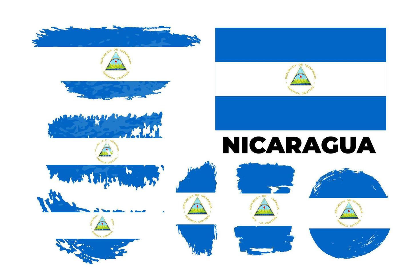 Flag of Nicaragua, Republic of Nicaragua. Template for award design, an official document with the flag of Nicaragua and other uses. Bright, colorful vector illustration.