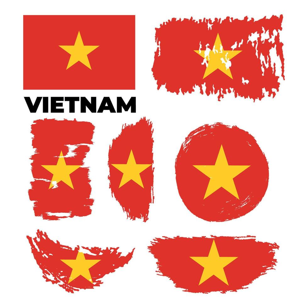 trazo de pincel grunge con bandera nacional de vietnam. dibujo de acuarela  de estilo. vector aislado sobre fondo blanco. ilustración vectorial 7368635  Vector en Vecteezy