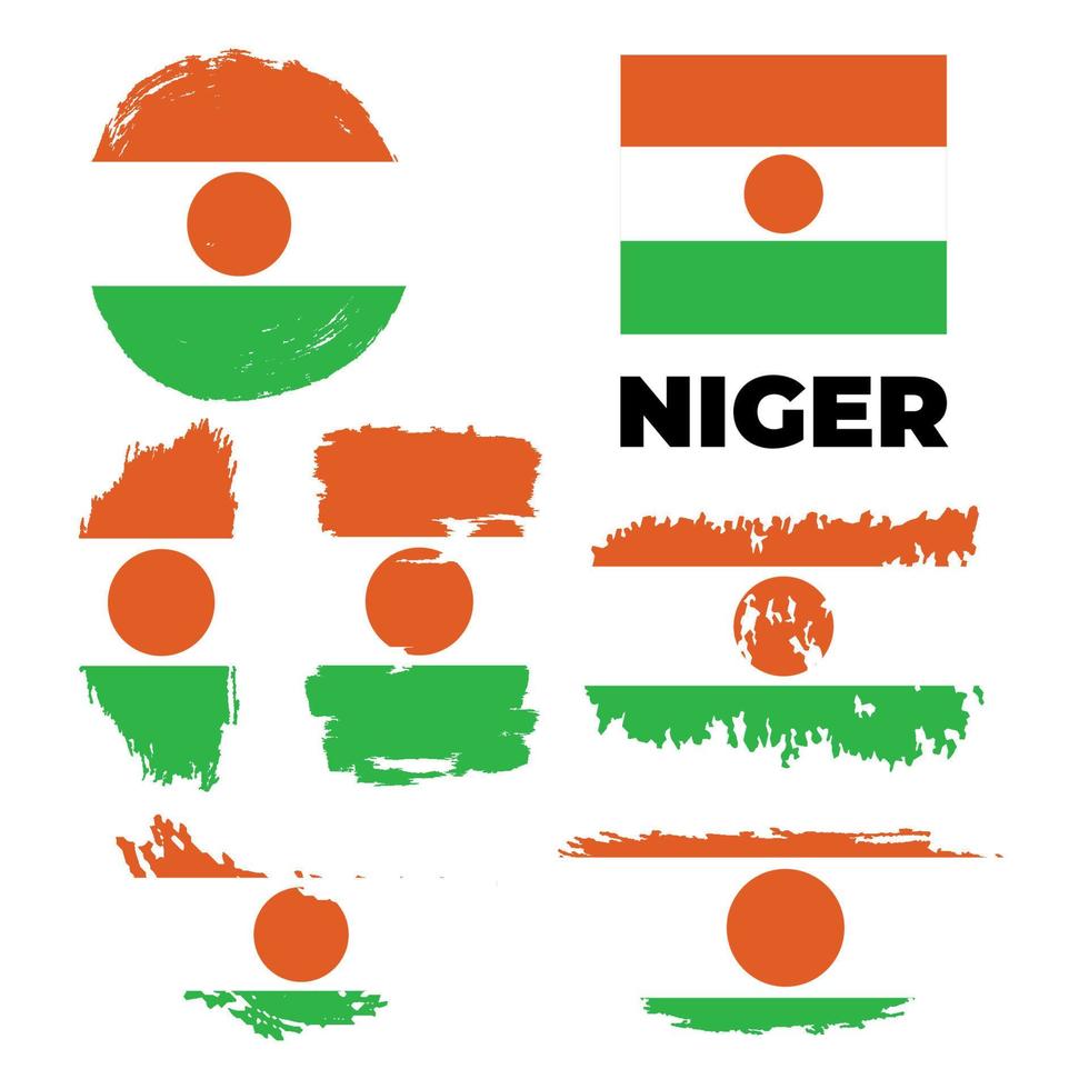 Grunge-style flag of Niger on a transparent background. vector