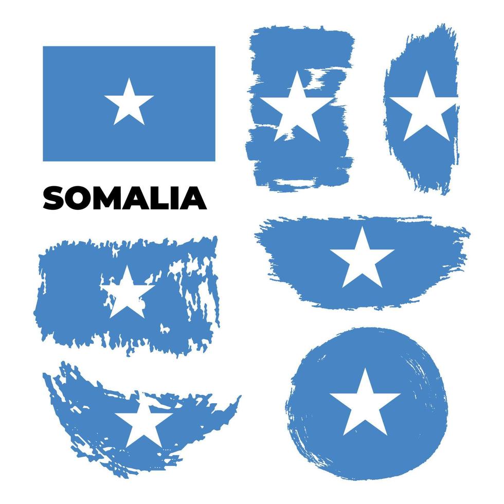 Artistic grungy watercolor brush flag of Somalia country. vector