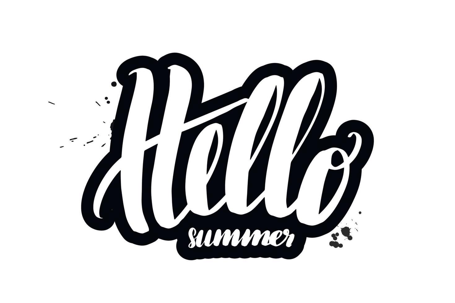 Inspirational handwritten brush lettering hello summer. Vector calligraphy illustration isolated on white background. Typography for banners, badges, postcard, t shirt, prints, posters.