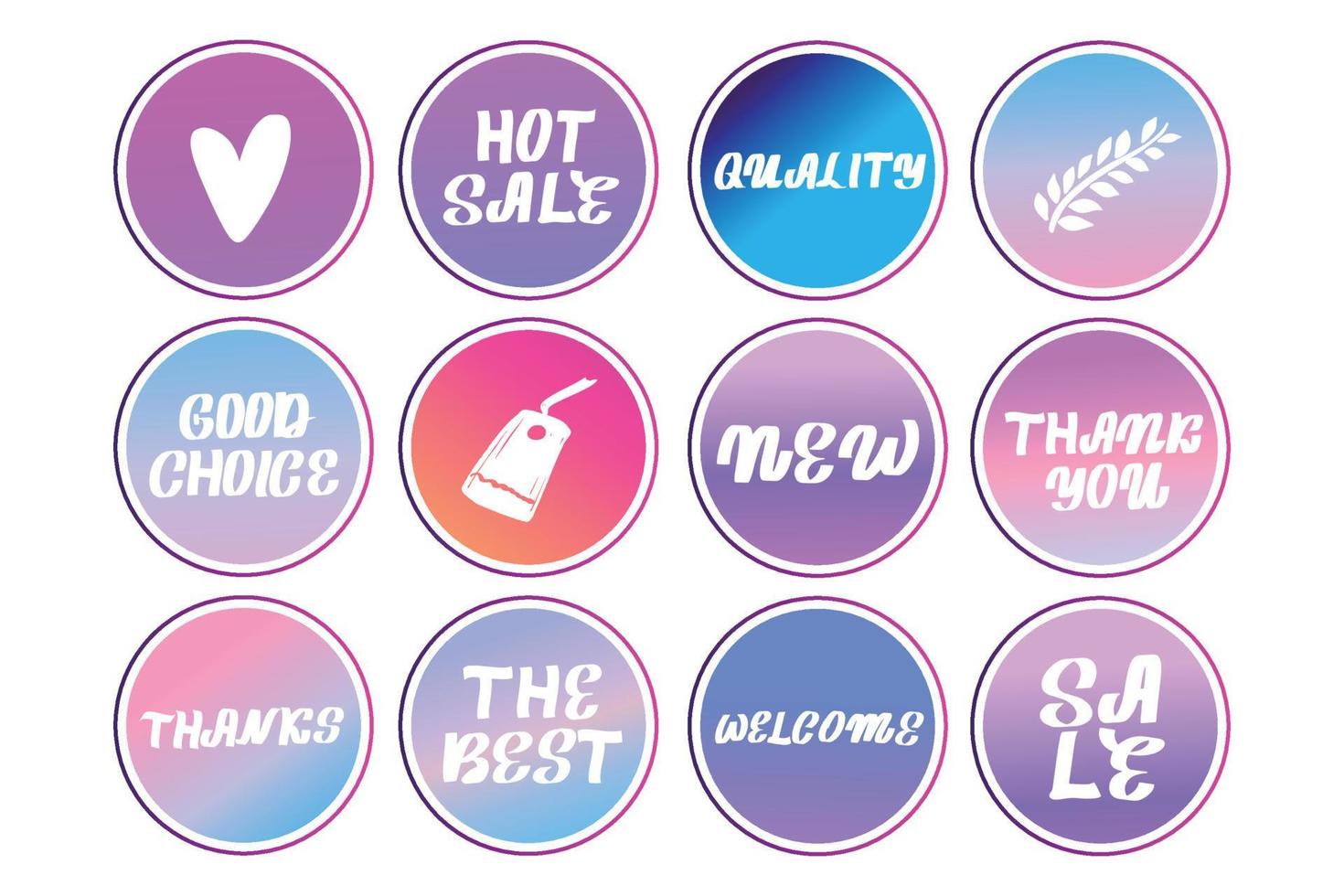 Circle icons for social media stories. Highlights colorful covers vector stock templates with text. For social media blog, online shop.