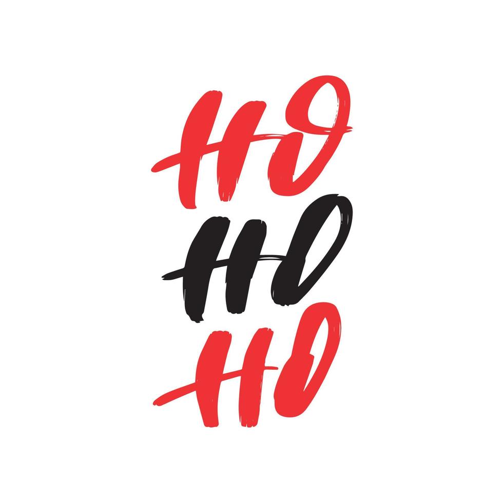 Ho-ho-ho calligraphy hand lettering with word isolated on white. Vector template for typography poster, sticker, banner, sticker, etc.