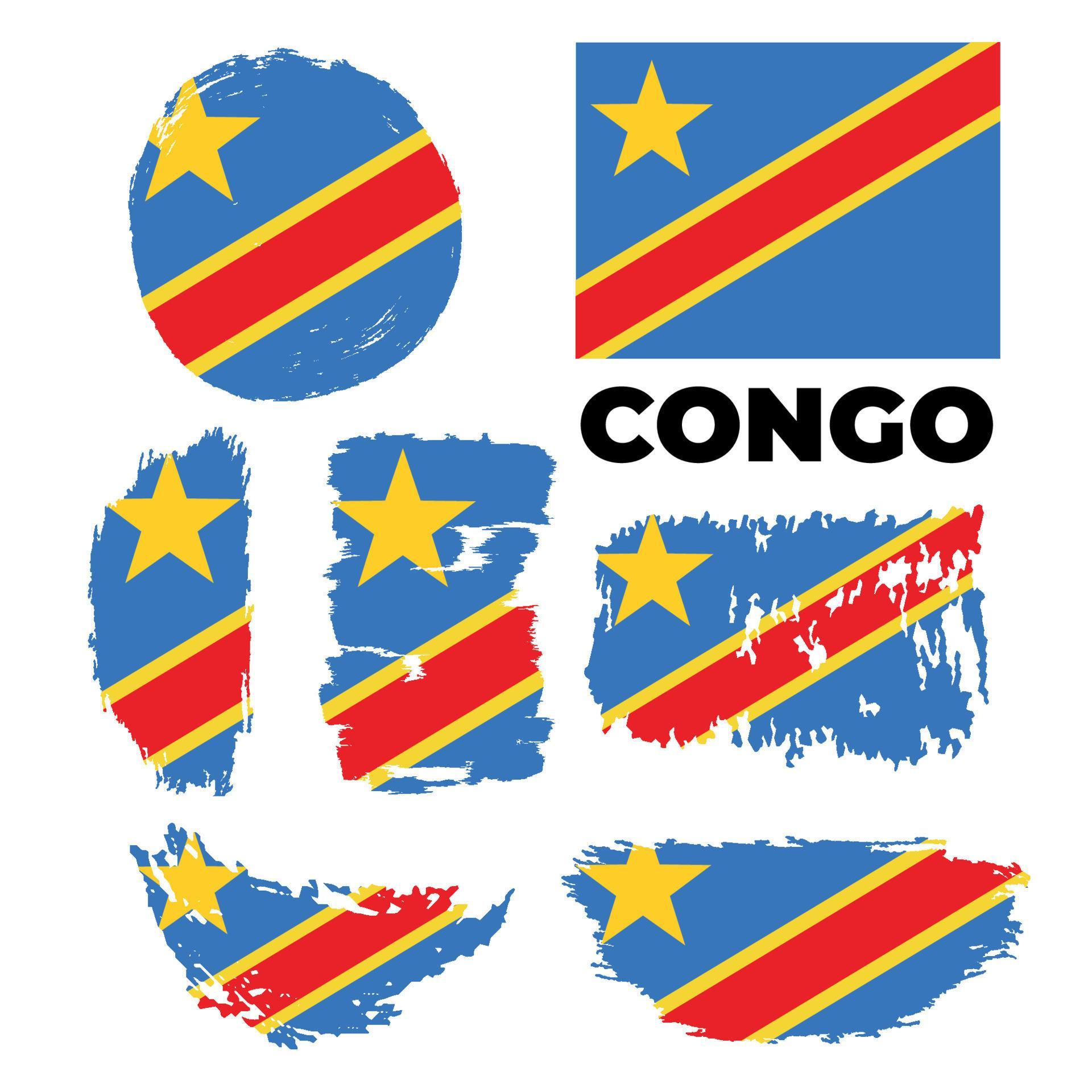 Grunge brush stroke with Democratic Republic of Congo national flag