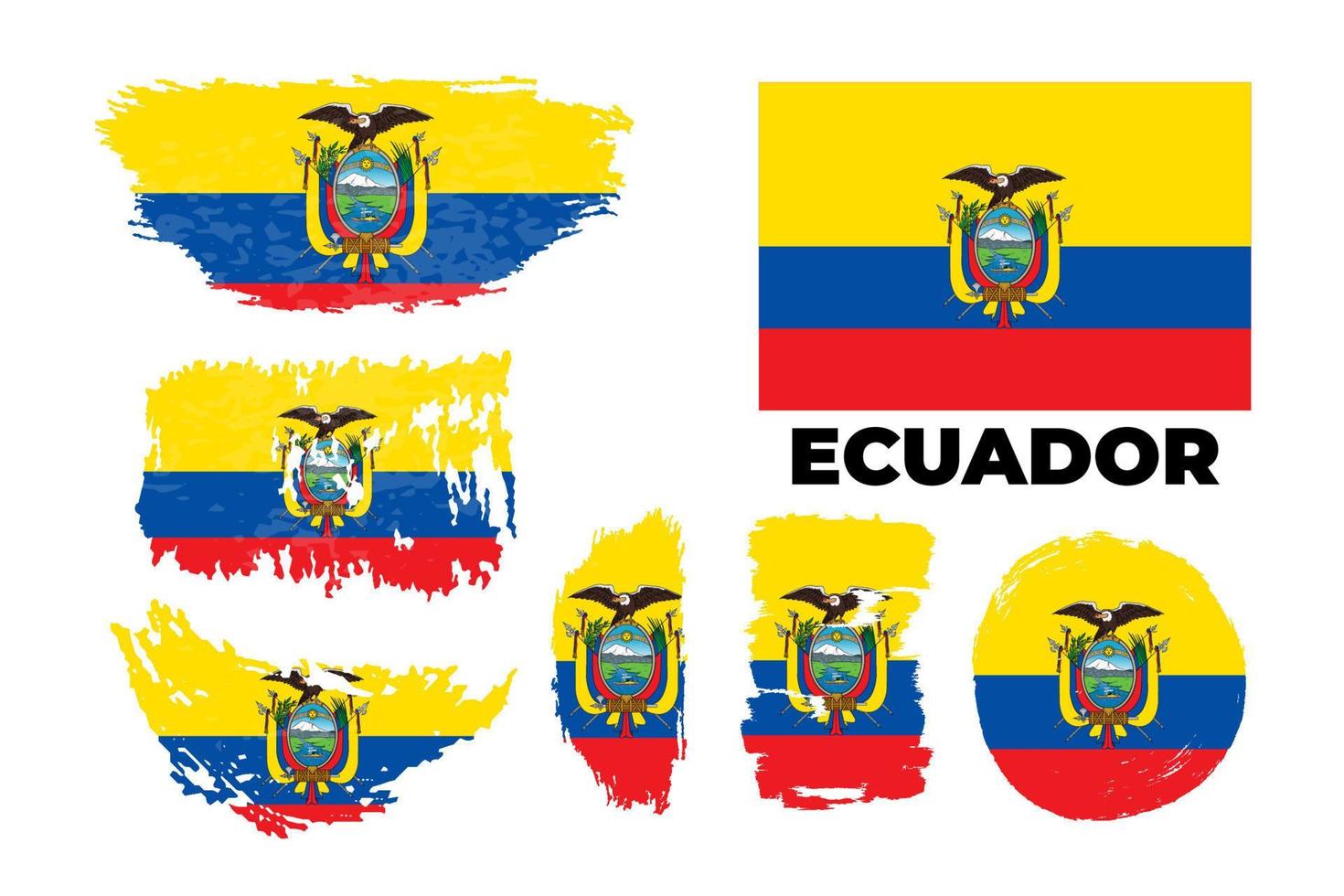 bandera de ecuador, república de ecuador. plantilla para el diseño de premios, un documento oficial con la bandera de ecuador. brillante, colorido vector stock grunge ilustración conjunto.