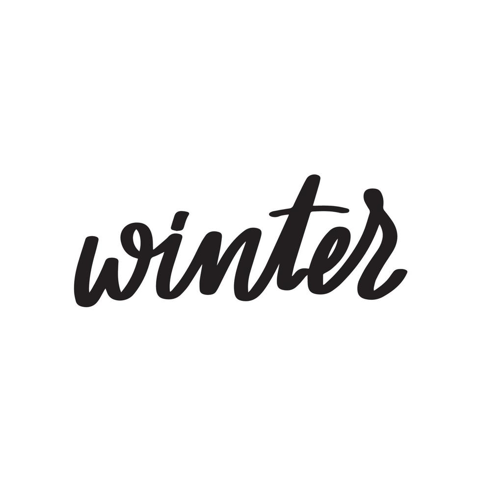 Winter calligraphy hand lettering with word isolated on white. Vector template for typography poster, sticker, banner, sticker, etc.