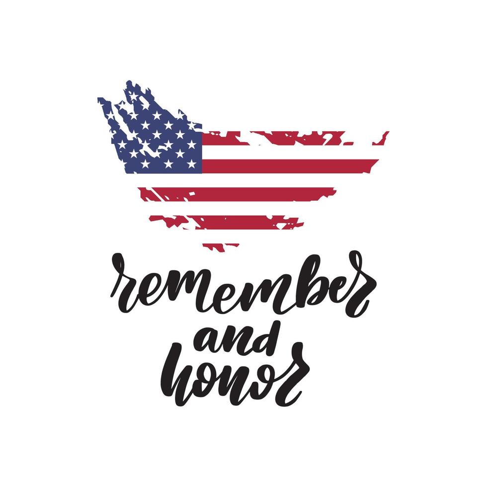 día conmemorativo en estados unidos. recordar y honrar. feriado federal para recordar y honrar a las personas que han muerto mientras servían en las fuerzas armadas de los estados unidos. cartel de vectores