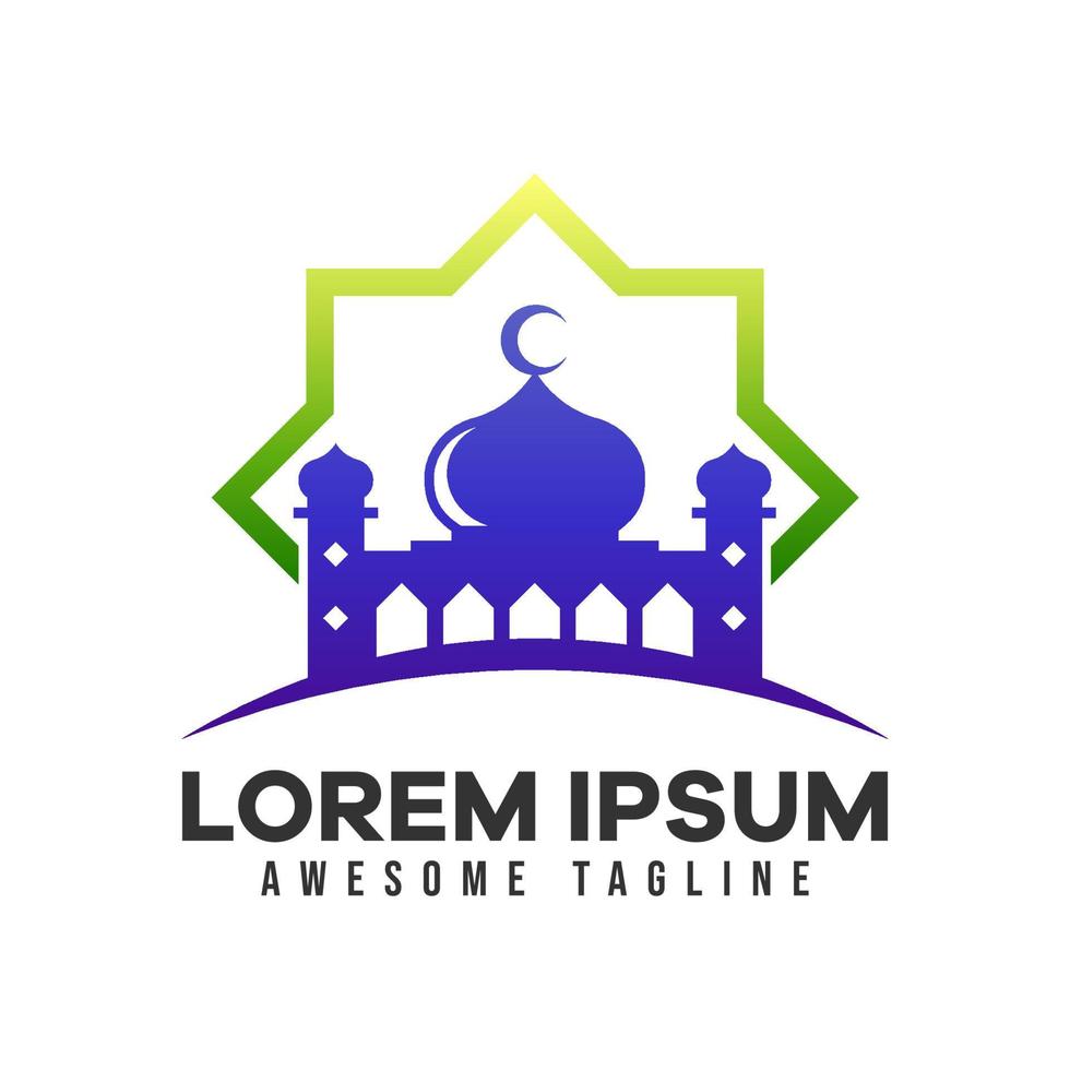 Mosque logo. Modern vector illustration suitable for Islamic theme, Ramadan, or Islamic celebration. colorful style.