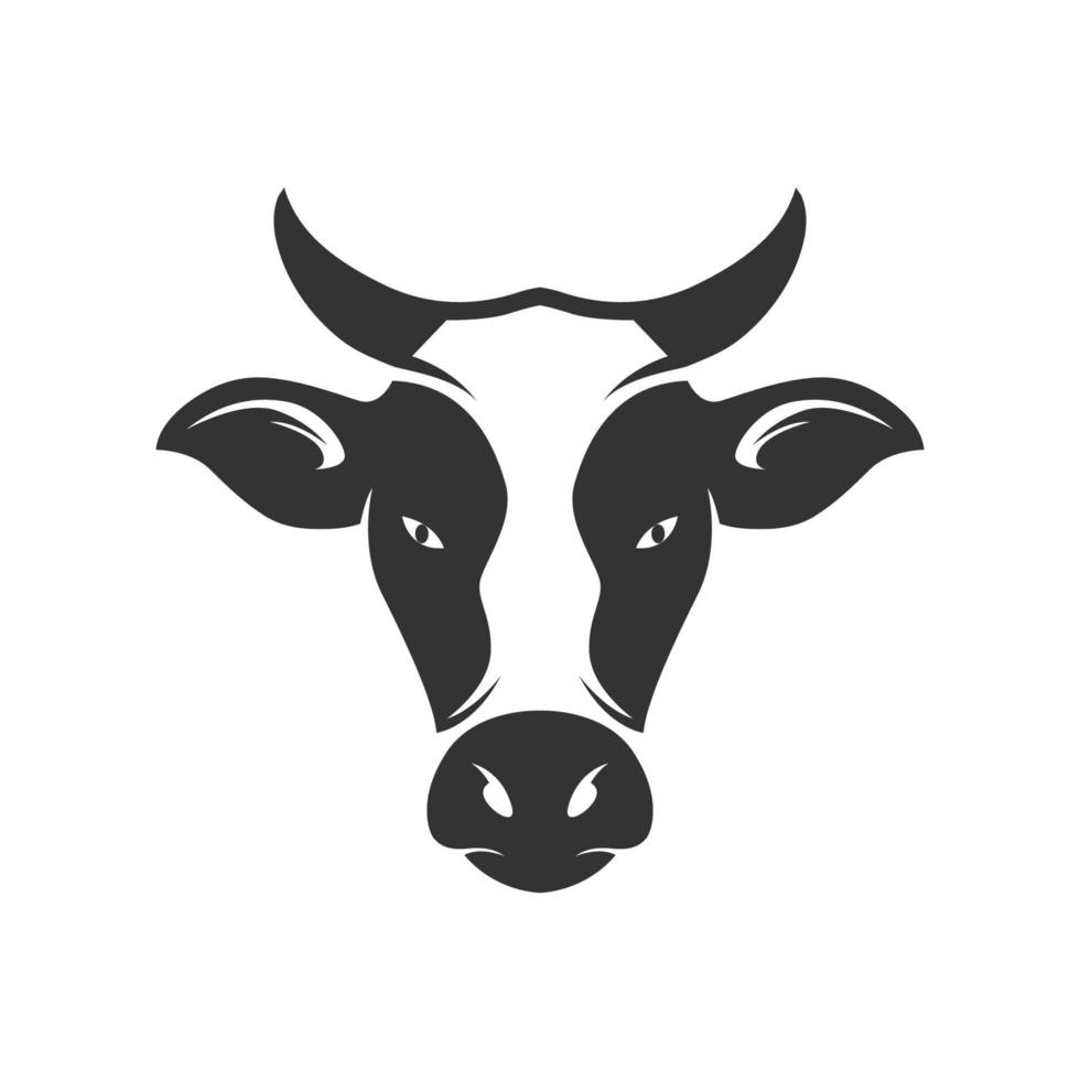 ilustración de vector de cabeza de vaca. icono de vaca. Granja de animales. silueta de vaca.