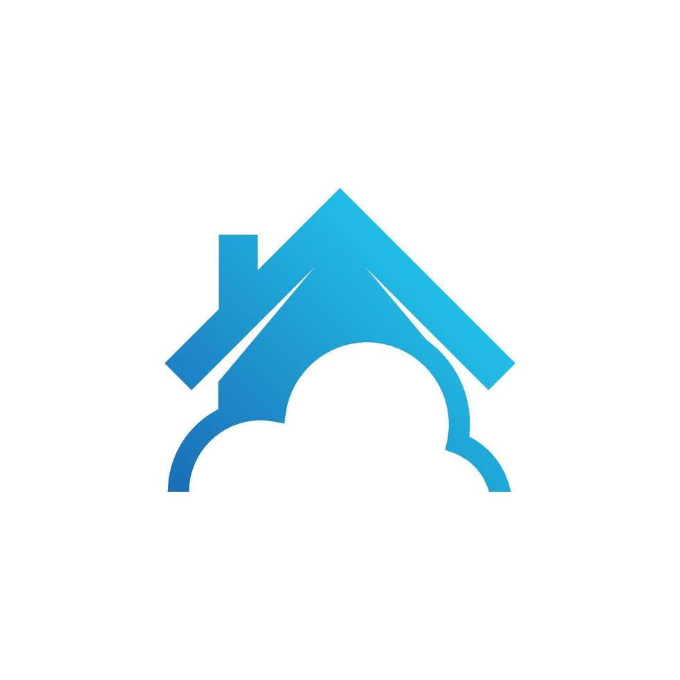 icono de la nube de inicio. icono de vector de bienes raíces. ilustración del logotipo de la casa. hogar de diseño simple con nube. apto para la seguridad del hogar, la protección de datos del edificio, la computación en la nube.