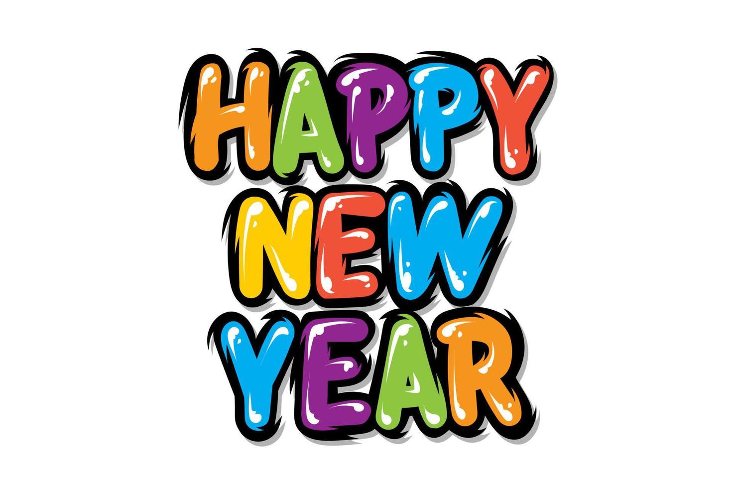 happy new year colorful text isolated on white background. fit for greeting card, banner, poster, invitation, or background. vector illustration template